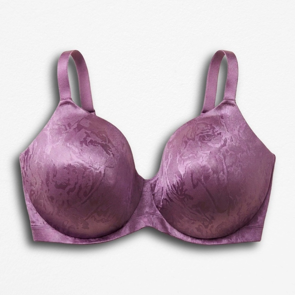 Cacique Purple Floral Jacquard Underwire Full Coverage Bra 40J Plus Size Satin